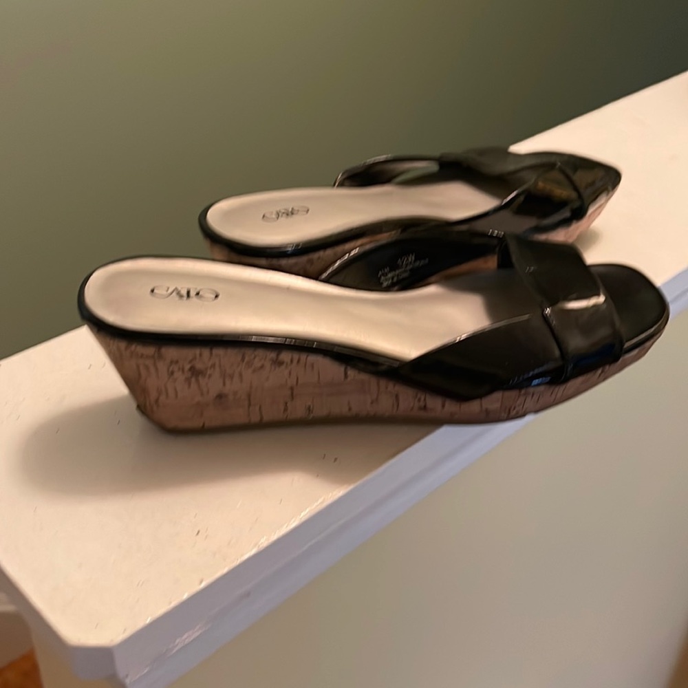 Black patent wedge size 12W